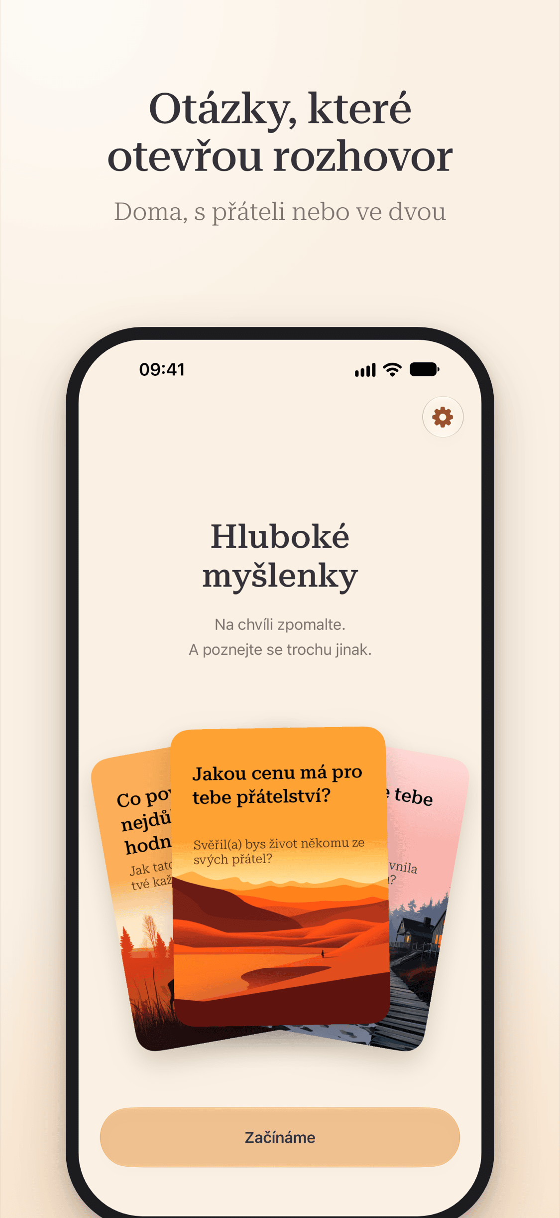 Hluboké myšlenky · screenshot z připravované aplikace 1