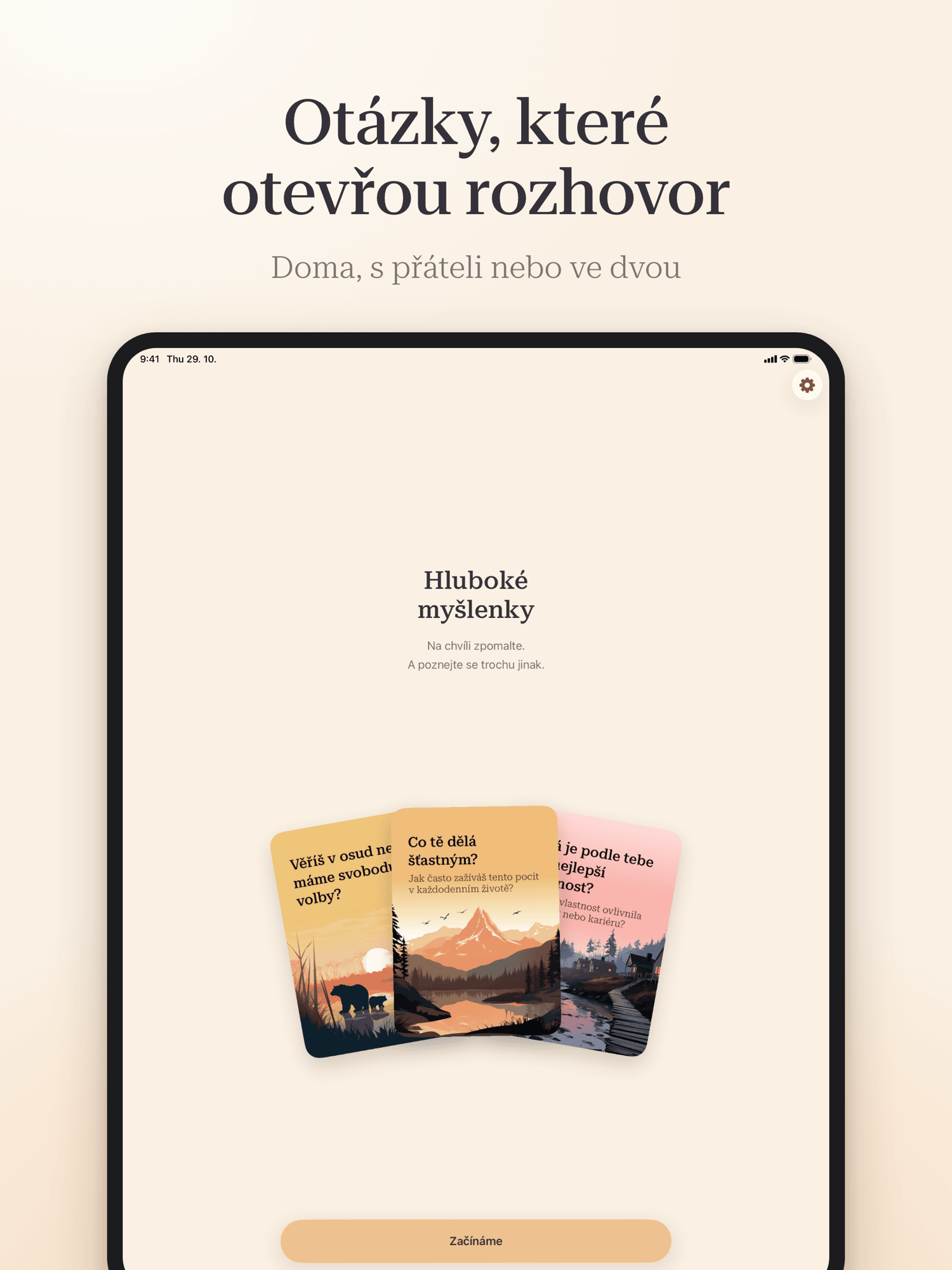 Hluboké myšlenky · screenshot z připravované aplikace 1