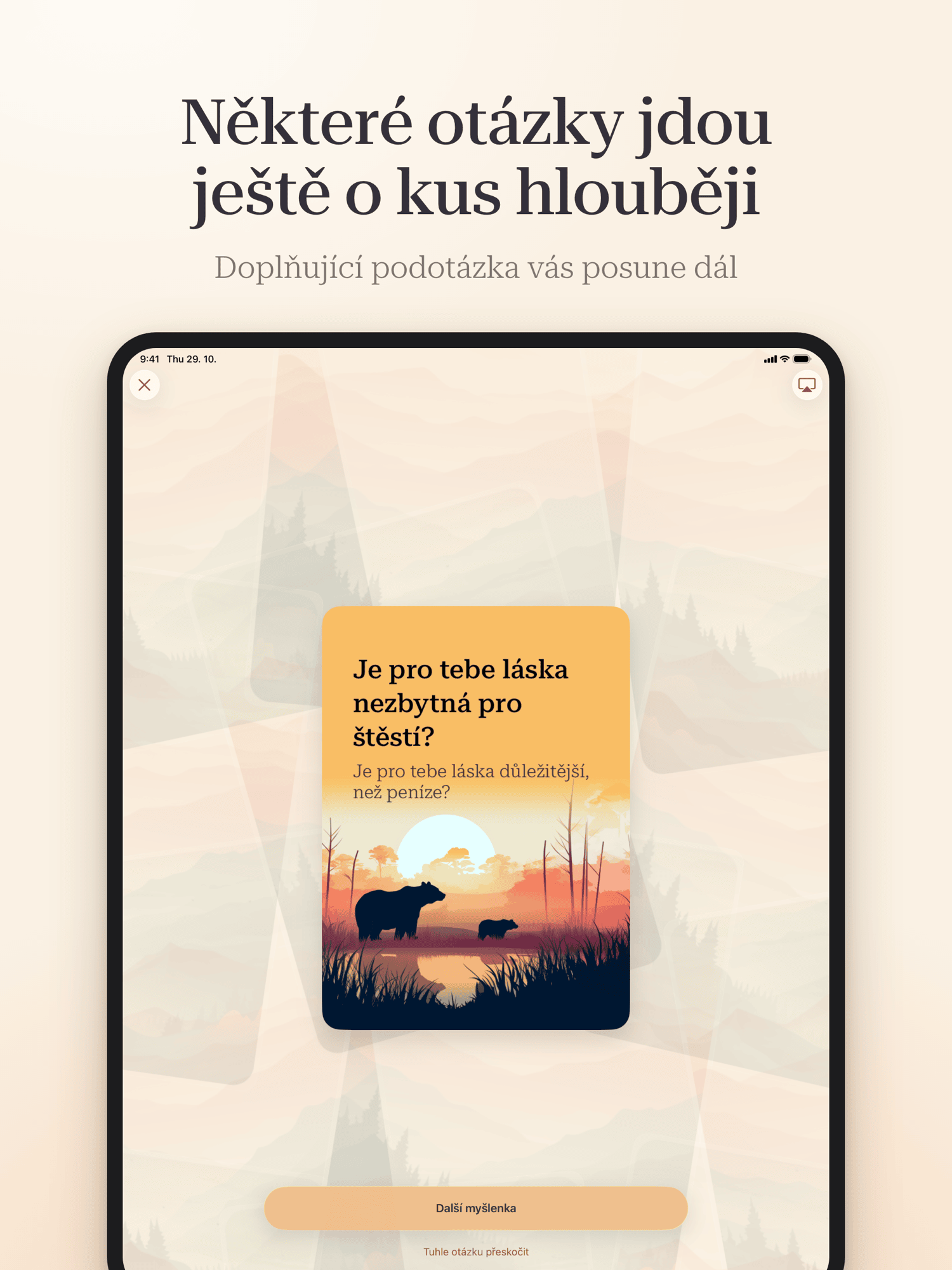Hluboké myšlenky · screenshot z připravované aplikace 3