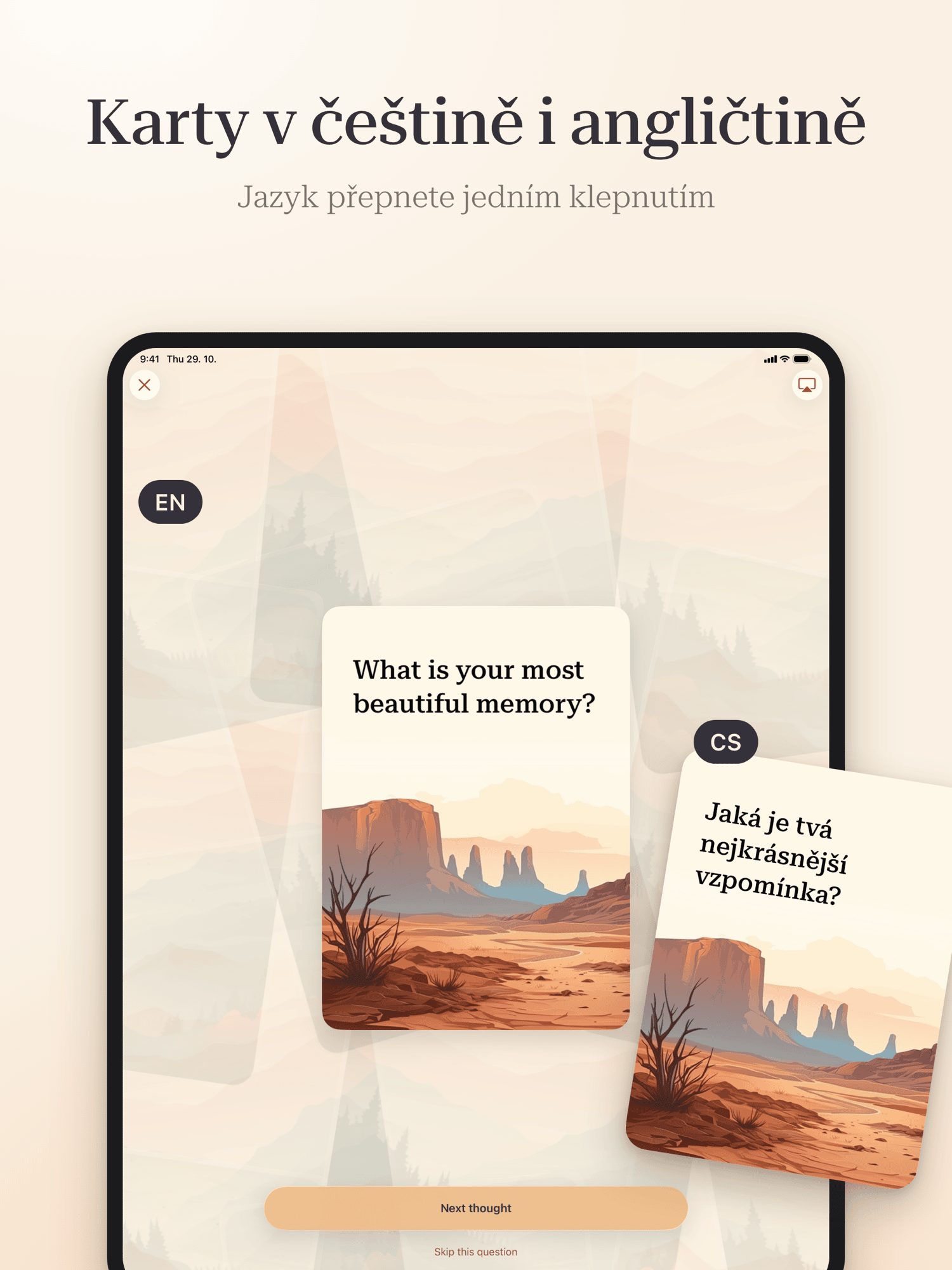 Hluboké myšlenky · screenshot z připravované aplikace 6